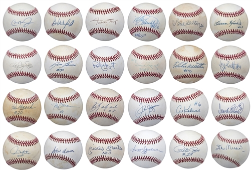 Lot of (24) Baseball Hall of Famers & Legends Single Signed Baseballs (JSA)